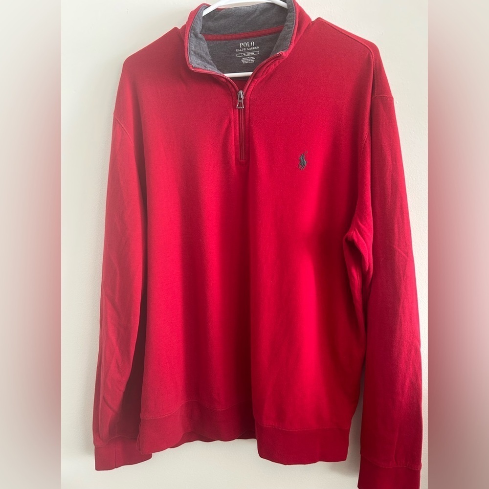 Polo Ralph Lauren Red Quarter-Zip Pullover Sweatshirt Men’s Size L